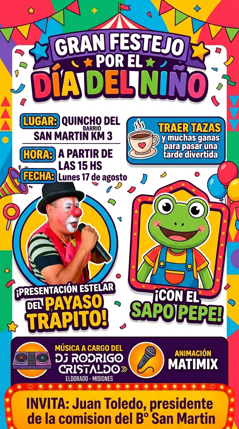 Organizan una matiné a beneficio para los festejos del Día del Niño 2